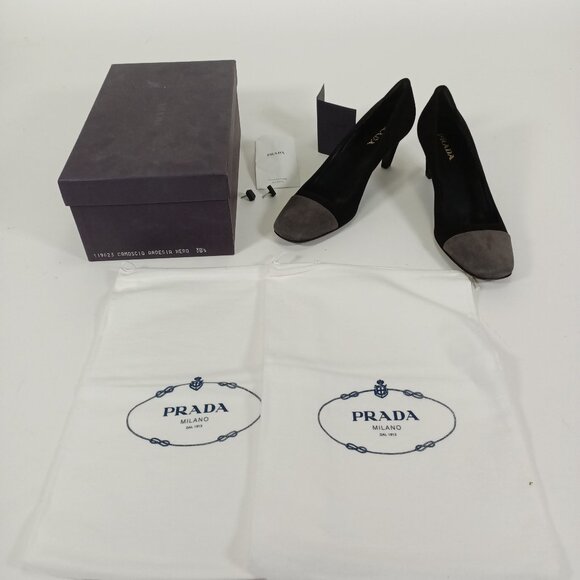 Women's Prada "Camoscio Ardesia Nero" Size 8 NWOT - Picture 1 of 6